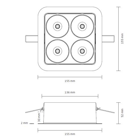 Q Four IN 80° 4000K Deckeneinbauleuchte · Downlight, weiß